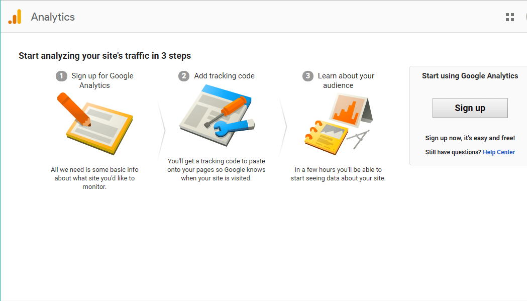 view of google search analytics login